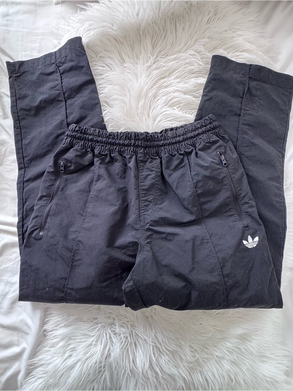 Adidas Black Trefoil Zip Pocket Track Pants
